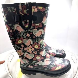 Western Chief Rubber Rain Boots Womens Size 7 SHABBY CHICK NAVY